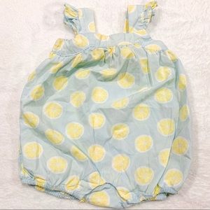 Baby Gap Cute Yellow Lemon Blue Romper 0-3 Months
